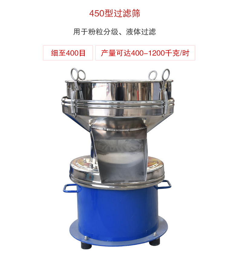 450型過濾篩用于粉粒分級、液體過濾